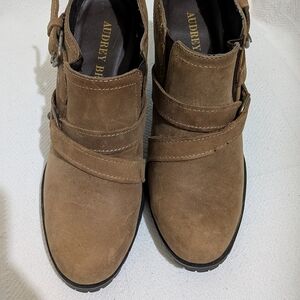 Audrey Brooke Tan Suede Ankle Boots